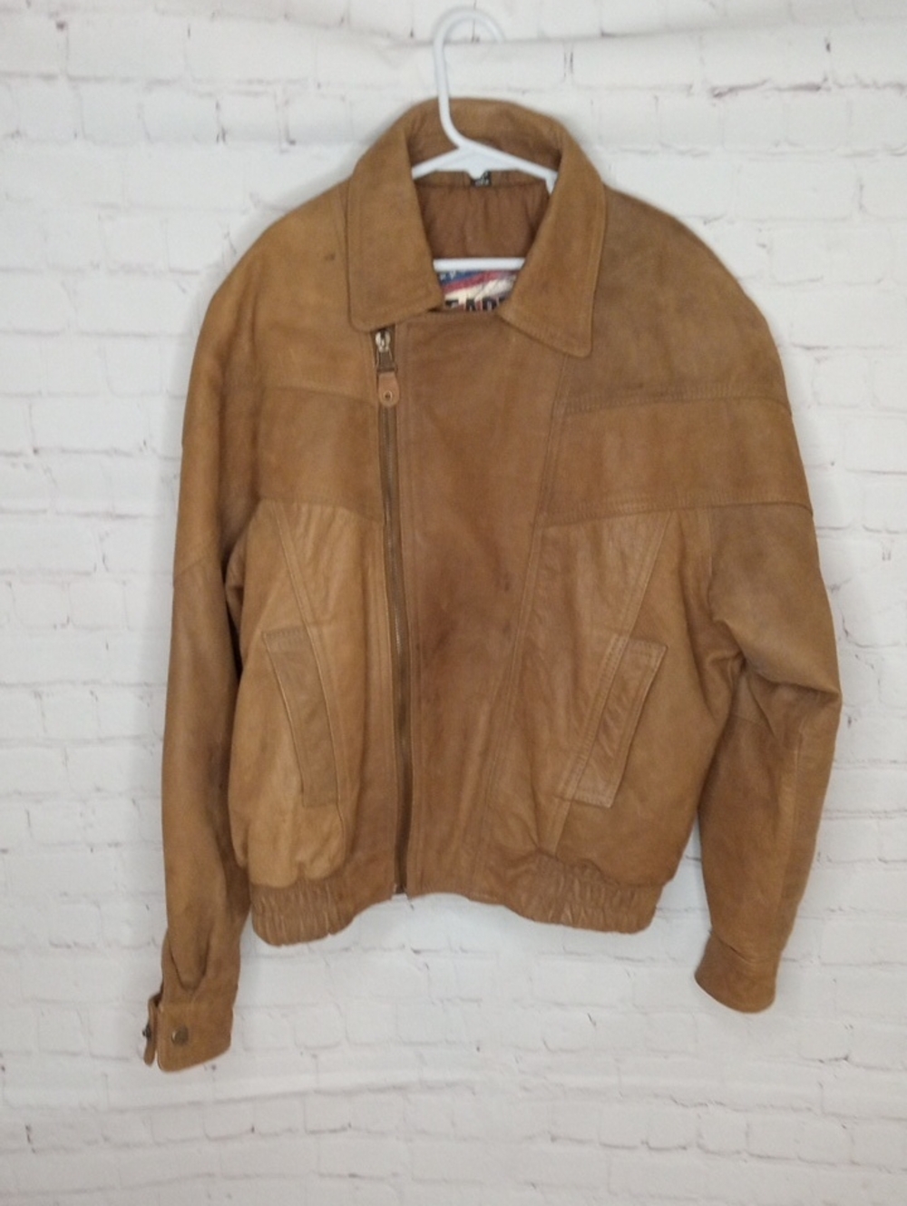 Hearts Of The Outback Boys Leather Bomber Jacket - Tan